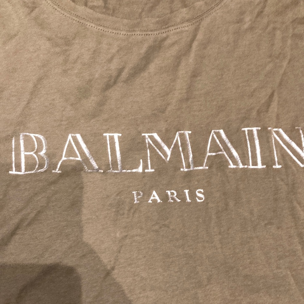 Olive green balmain t shirt